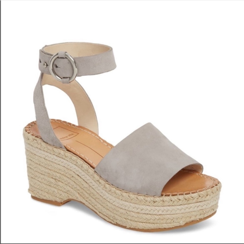 Dolce Vita Lesly Grey Suede Espadrille Wedges